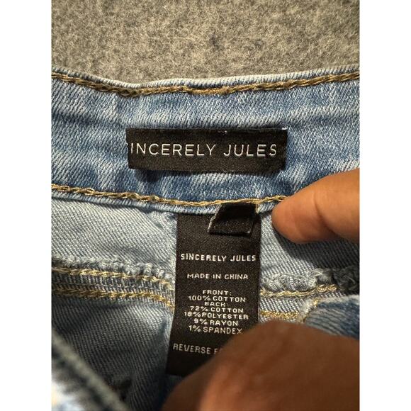 Sincerely Jules Skirt Women 26 Blue Medium Wash Maxi Denim Front Slip Western - Picture 3 of 7